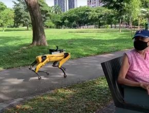 Robot dog on virus park patrol in Singapore